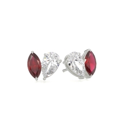 Toi Et Moi Pear Diamond & Marquise-Cut Ruby Diamond Earrings