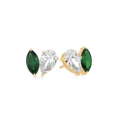 Toi Et Moi Pear Diamond & Marquise-Cut Emerald Diamond Earrings