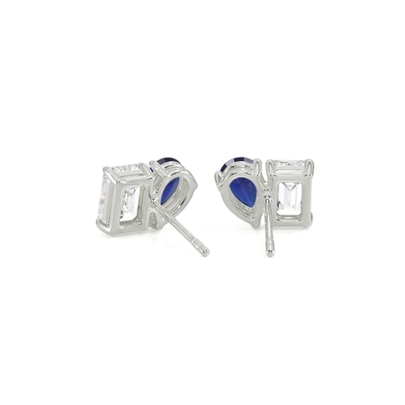 Toi Et Moi Pear-Cut Blue Sapphire & Emerald Diamond Earrings