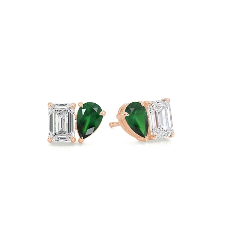 Toi Et Moi Pear-Cut Emerald & Emerald Diamond Earrings