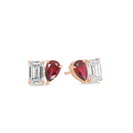 Toi Et Moi Pear-Cut Ruby & Emerald Diamond Earrings