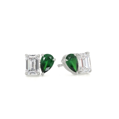Toi Et Moi Pear-Cut Emerald & Emerald Diamond Earrings