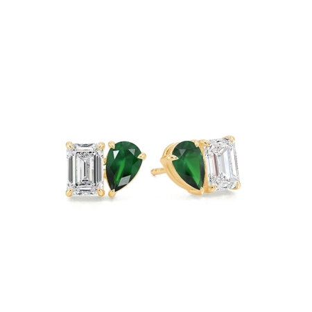 Toi Et Moi Pear-Cut Emerald & Emerald Diamond Earrings