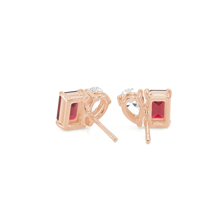 Toi Et Moi Pear Diamond & Emerald-Cut Ruby Diamond Earrings