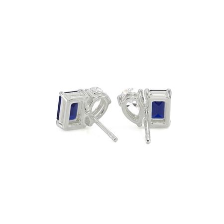 Toi Et Moi Pear Diamond & Emerald-Cut Blue Sapphire Diamond Earrings