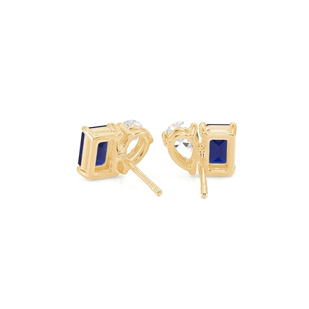 Toi Et Moi Pear Diamond & Emerald-Cut Blue Sapphire Diamond Earrings