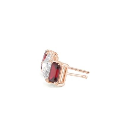 Toi Et Moi Pear Diamond & Emerald-Cut Ruby Diamond Earrings