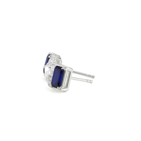 Toi Et Moi Pear Diamond & Emerald-Cut Blue Sapphire Diamond Earrings