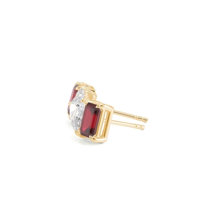 Toi Et Moi Pear Diamond & Emerald-Cut Ruby Diamond Earrings