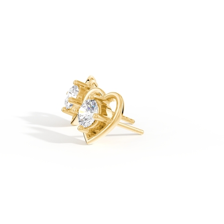 Heart Embrace Diamond Solitaire Stud Earrings