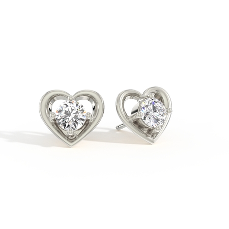 Heart Embrace Diamond Solitaire Stud Earrings