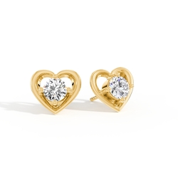 Heart Embrace Diamond Solitaire Stud Earrings
