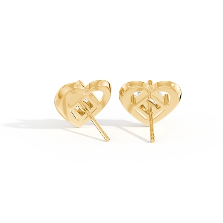 Heart Embrace Diamond Solitaire Stud Earrings