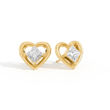 Heart Embrace Diamond Solitaire Stud Earrings