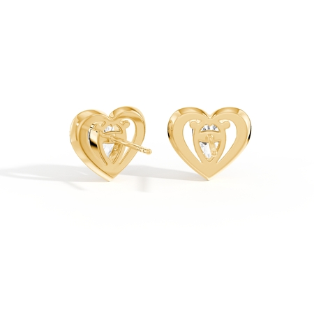 Heart Embrace Diamond Solitaire Stud Earrings