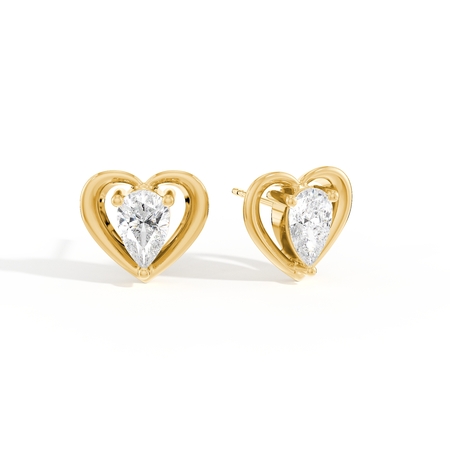 Heart Embrace Diamond Solitaire Stud Earrings