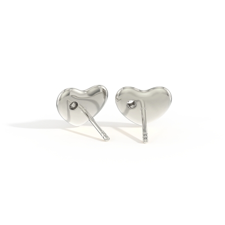 Silver Sculpted Single Diamond Heart Earrings