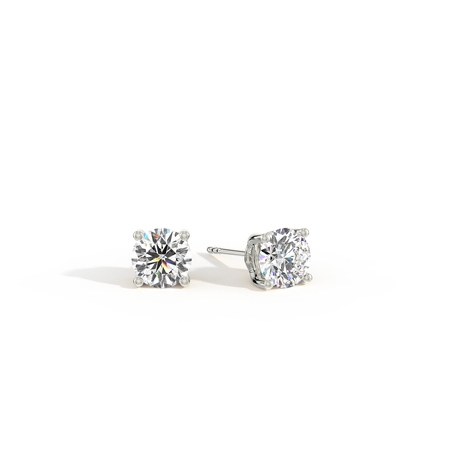Hidden Heart Solitaire Diamond Stud Earrings
