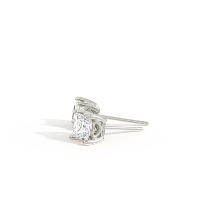 Hidden Heart Solitaire Diamond Stud Earrings