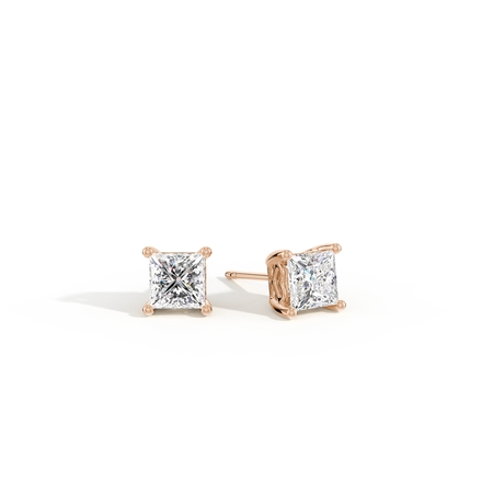 Hidden Heart Solitaire Diamond Stud Earrings
