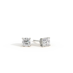 Hidden Heart Solitaire Diamond Stud Earrings