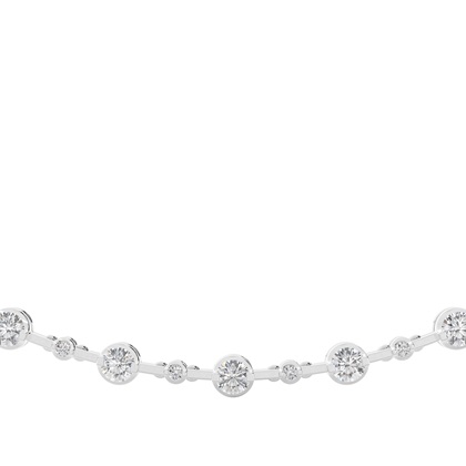 2 Prong Setting Round Diamond Necklace