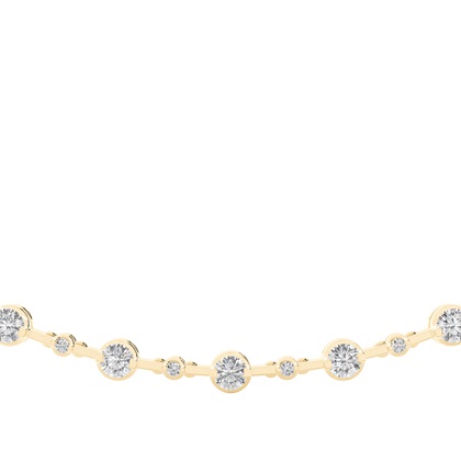Yellow Gold Tennis Necklace Diamond Pendants