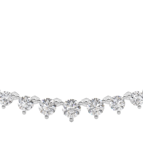 3 Prong Setting Round Diamond Tennis Necklace