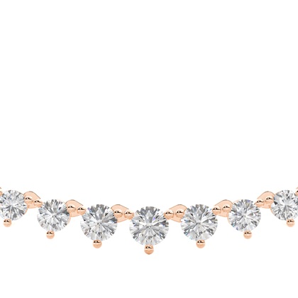 3 Prong Setting Round Diamond Tennis Necklace