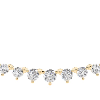 3 Prong Setting Round Diamond Tennis Necklace