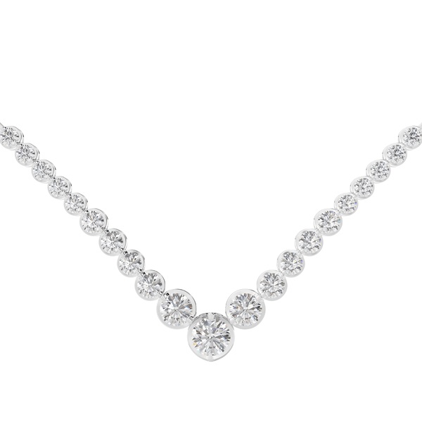 2 Prong Setting Round Diamond Necklace