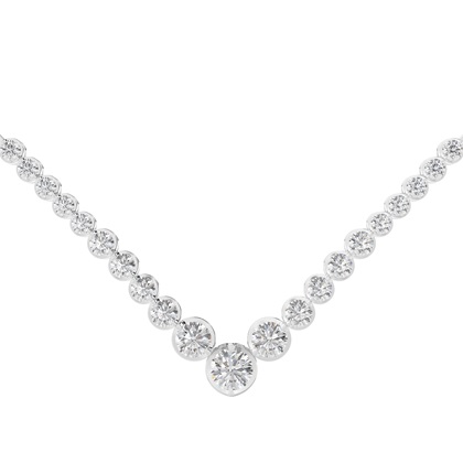2 Prong Setting Round Diamond Necklace