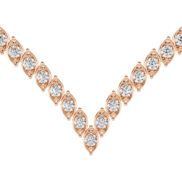 2 Prong Setting Round Diamond Marquise Shape Necklace