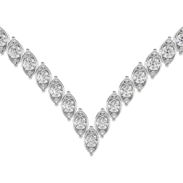 2 Prong Setting Round Diamond Marquise Shape Necklace