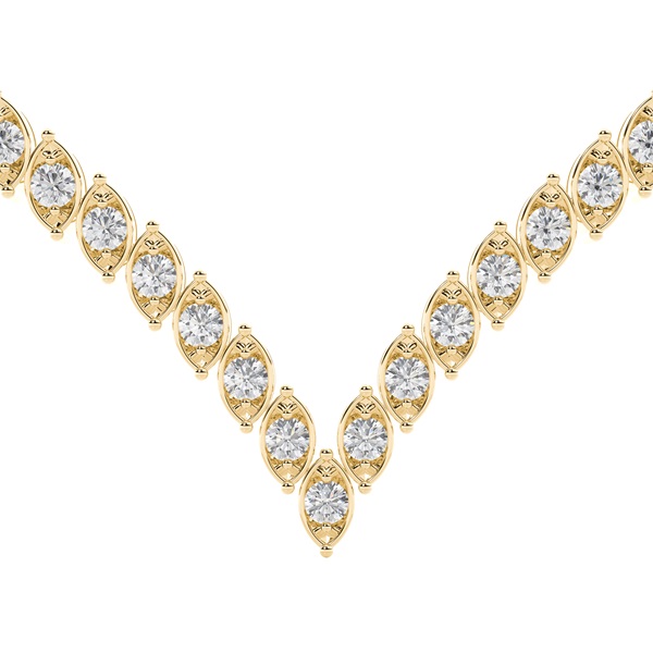 2 Prong Setting Round Diamond Marquise Shape Necklace