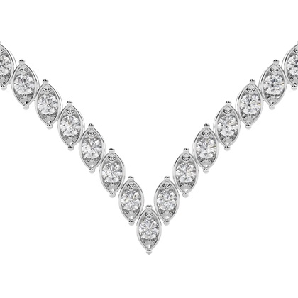 2 Prong Setting Round Diamond Marquise Shape Necklace