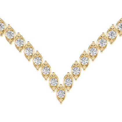 Yellow Gold Tennis Necklace Diamond Pendants