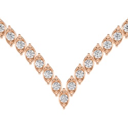 2 Prong Setting Round Diamond Marquise Shape Necklace