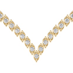 2 Prong Setting Round Diamond Marquise Shape Necklace