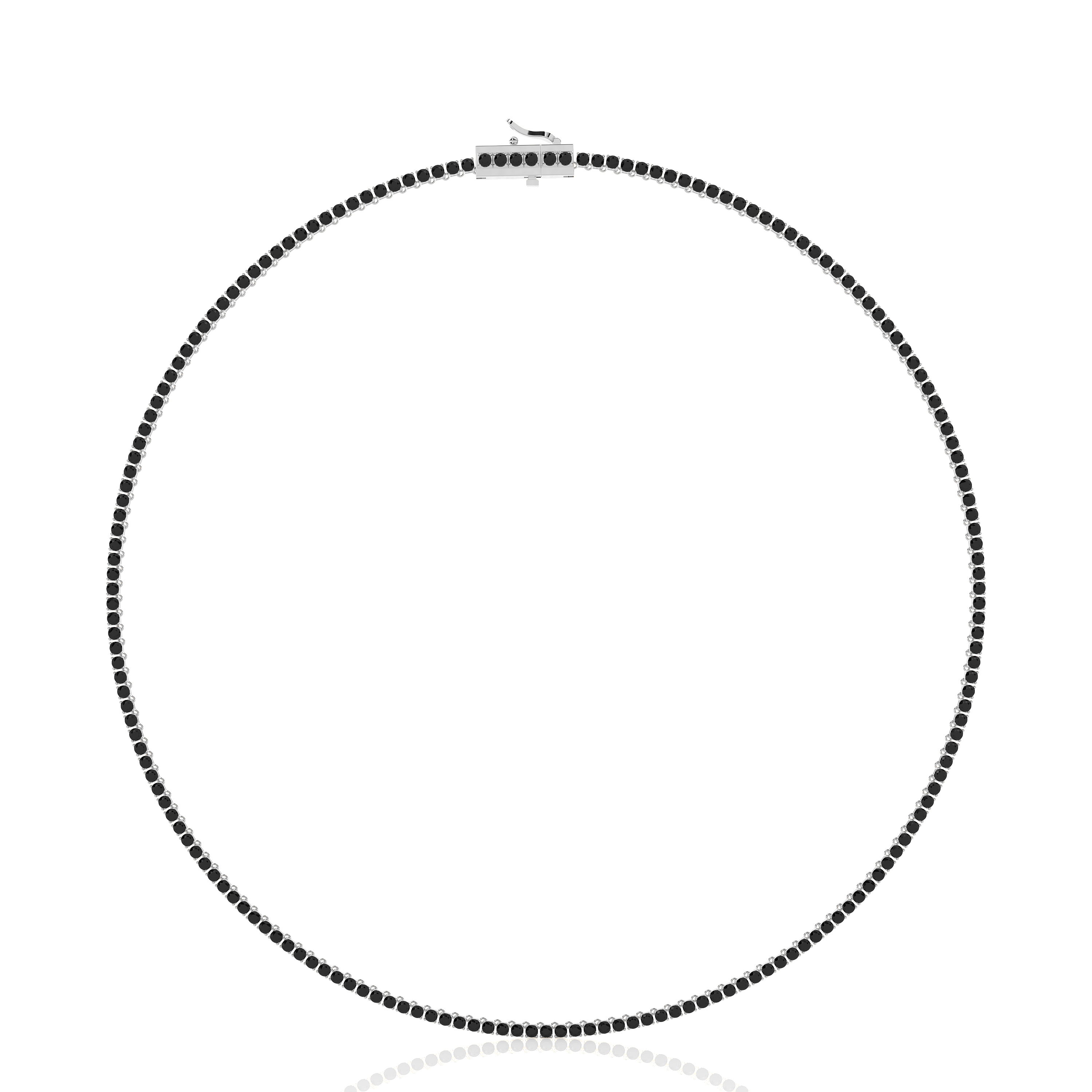 Tennis-Halskette mit runden schwarzen Diamanten