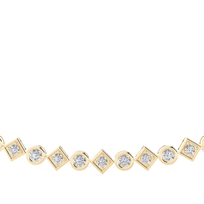 Yellow Gold Tennis Necklace Diamond Pendants