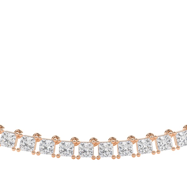 4 Prong Setting Princess Diamond Tennis Necklace
