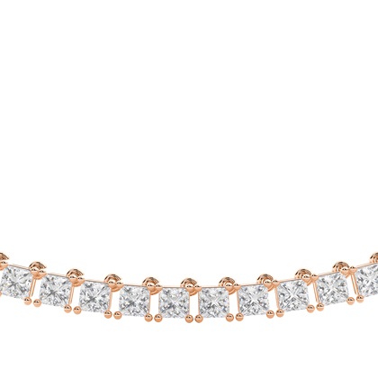 4 Prong Setting Princess Diamond Tennis Necklace