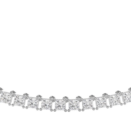 4 Prong Setting Princess Diamond Tennis Necklace