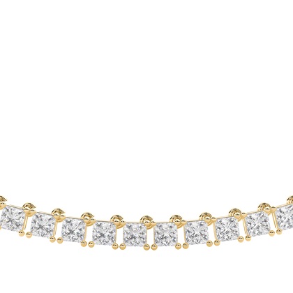 4 Prong Setting Princess Diamond Tennis Necklace