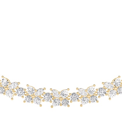 Yellow Gold Tennis Necklace Diamond Pendants