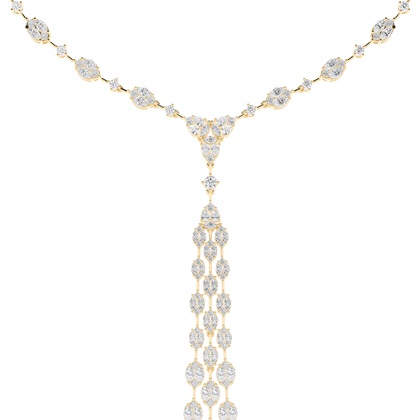 Yellow Gold Tennis Necklace Diamond Pendants