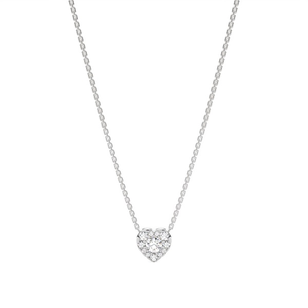Micro Prong Setting Diamond Heart Necklace