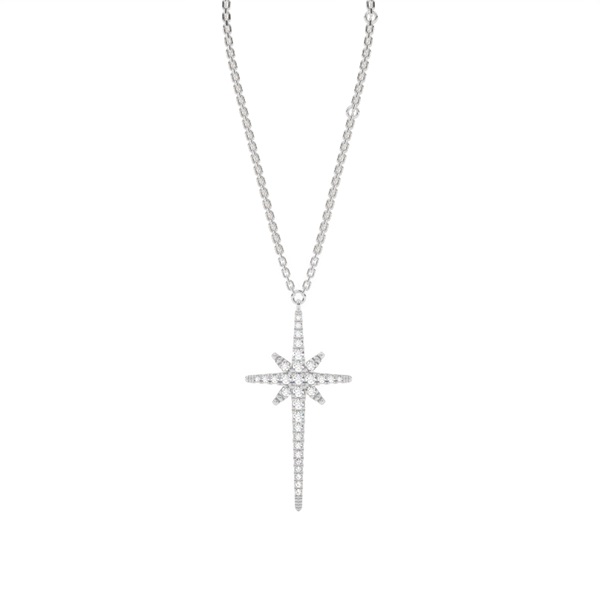 Micro Prong Setting Diamond Cross Necklace