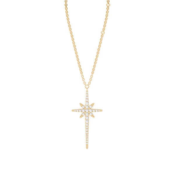 Micro Prong Setting Diamond Cross Necklace